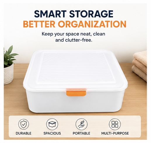 10 Compartment Storage Organizer Box with Transparent Lid & Lock | Plastic Kitchen Storage Container for Spices, Dry Fruits, Snacks | Multipurpose Organizer for Drawer, Cabinet & Home Use