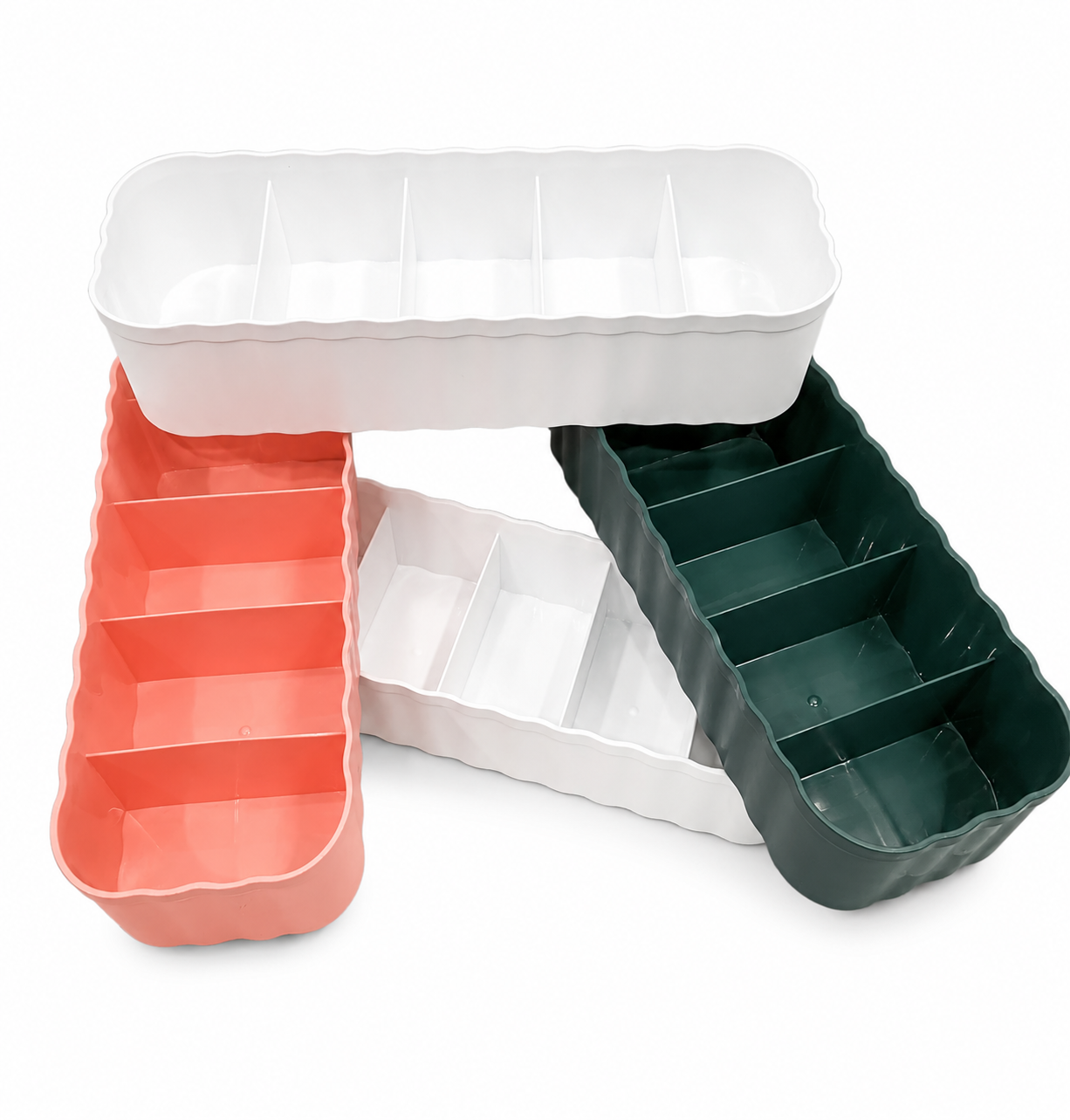 Drawer Organizer Trays for Socks & Underwear | 5 Compartment Plastic Storage Box | Multipurpose Drawer Divider for Lingerie, Jewelry, Accessories & Small Items | 27 x 10 x 6 cm