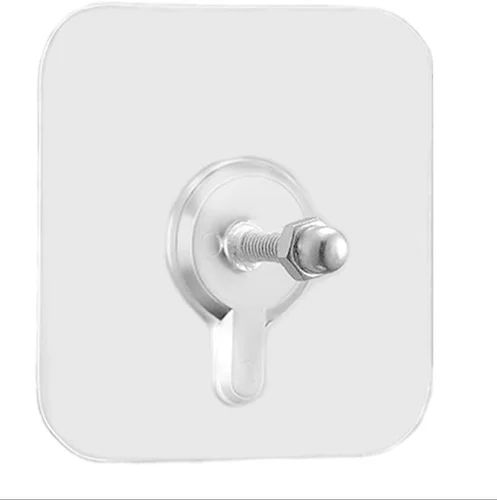 Self Adhesive Screw Wall Hooks  – Heavy Duty Nail-Free, Transparent, Waterproof & Rustproof Stainless Steel Hooks for Photo Frames, Clocks, Keys, Kitchen & Bathroom. (Pack of 10)