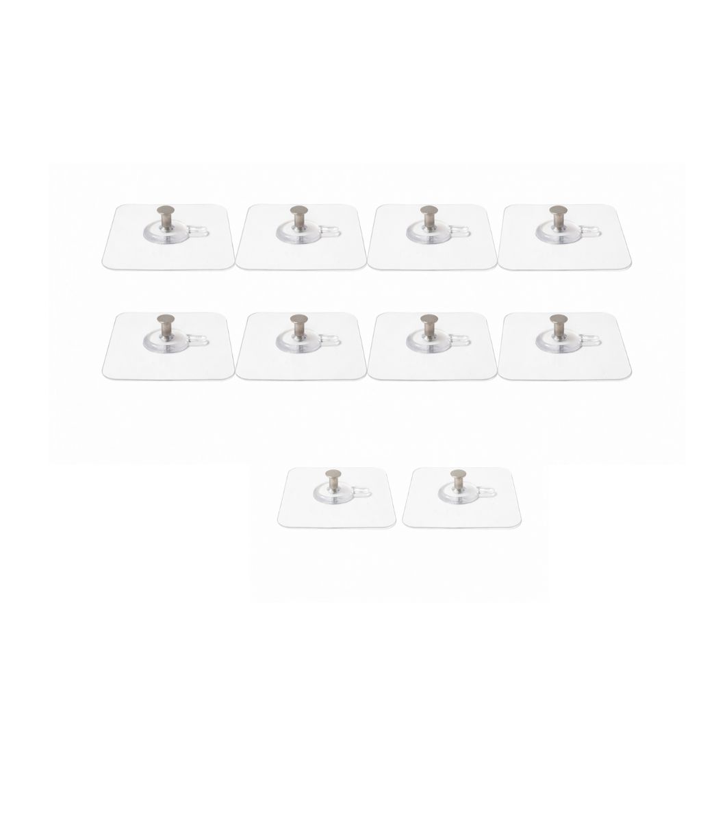 Self Adhesive Wall Hooks  – Heavy Duty Nail-Free, Transparent, Waterproof & Rustproof Stainless Steel Hooks for Photo Frames, Clocks, Keys, Kitchen & Bathroom. (Pack of 10)