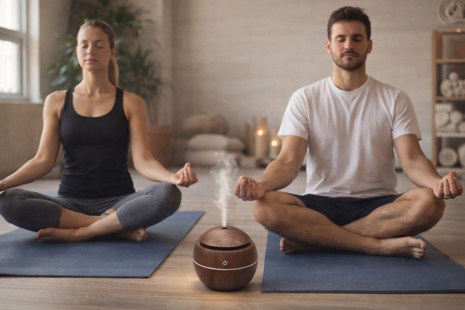 Ball and Pot Shape Wood Grain Cool Mist Humidifier with Essential Oil Diffuser, 300ml Ultrasonic Aroma Diffuser with LED Night Light, Portable USB for Bedroom & Office